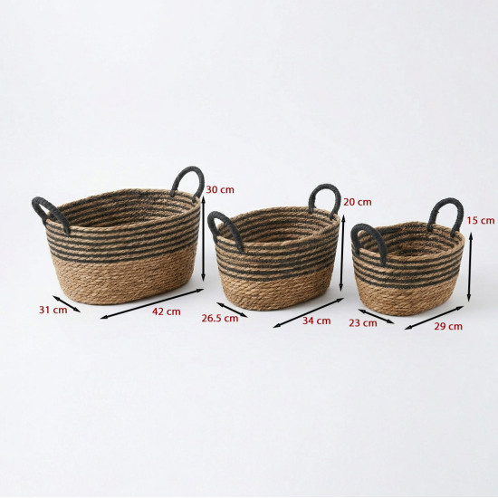 Straw Basket Set 3 Pcs